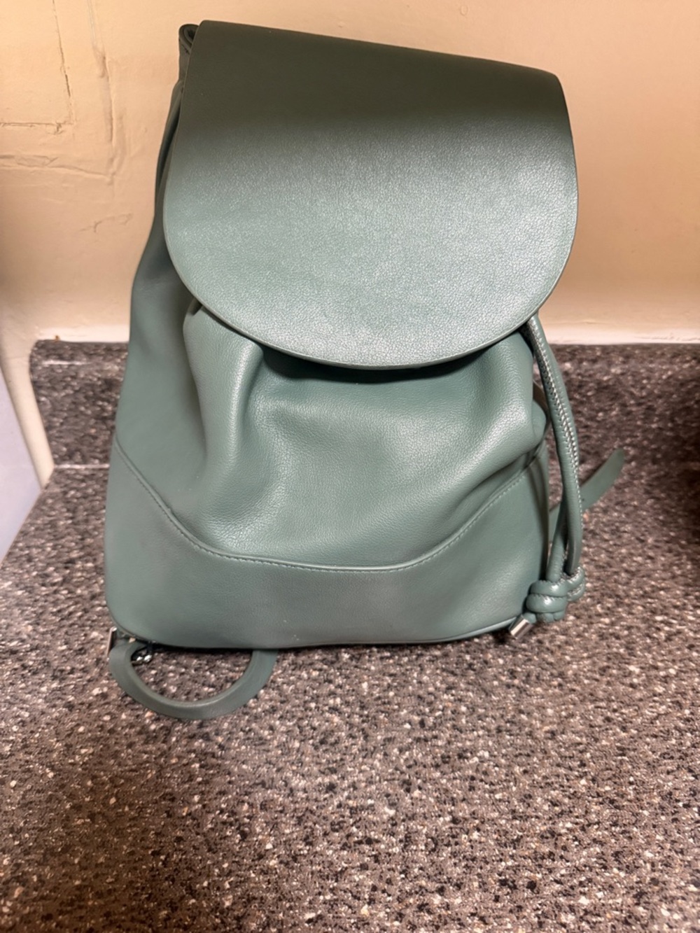 Liapiaf Structured Flap Drawstring Backpack in Sage Green